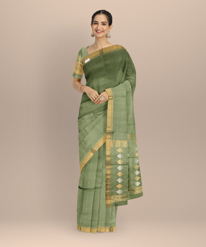 Light green mustard tussar silk chhattisgarh handloom saree