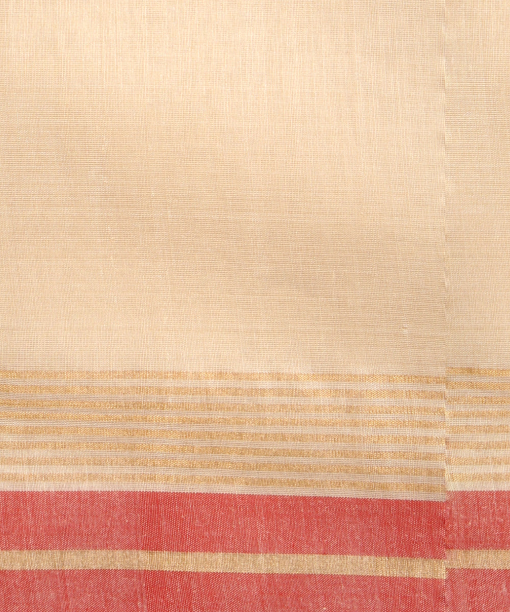 Beige red tussar silk chhattisgarh handloom saree