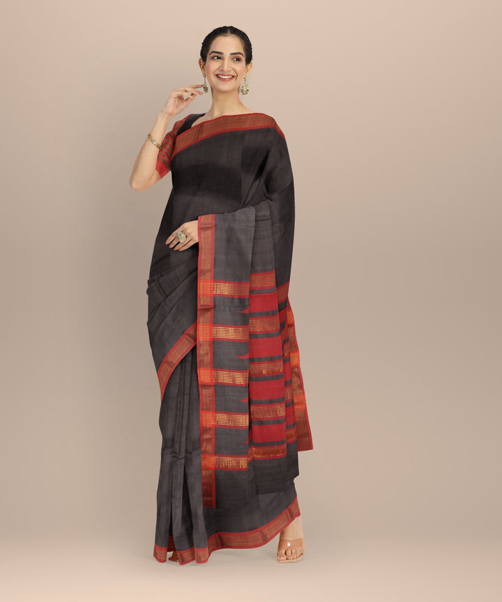 Black maroon tussar silk chhattisgarh handloom saree