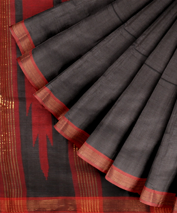 Black maroon tussar silk chhattisgarh handloom saree