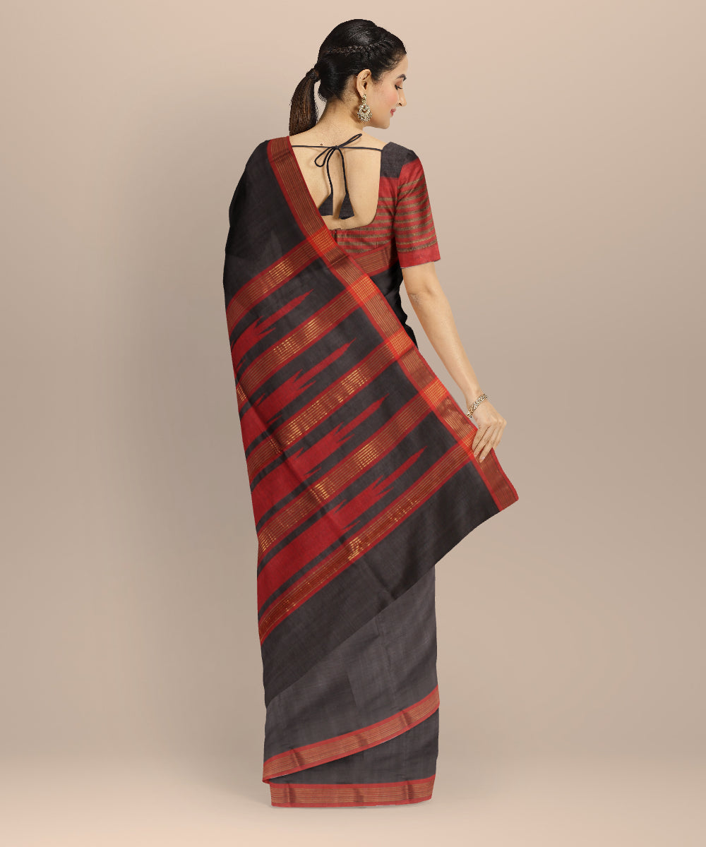Black maroon tussar silk chhattisgarh handloom saree