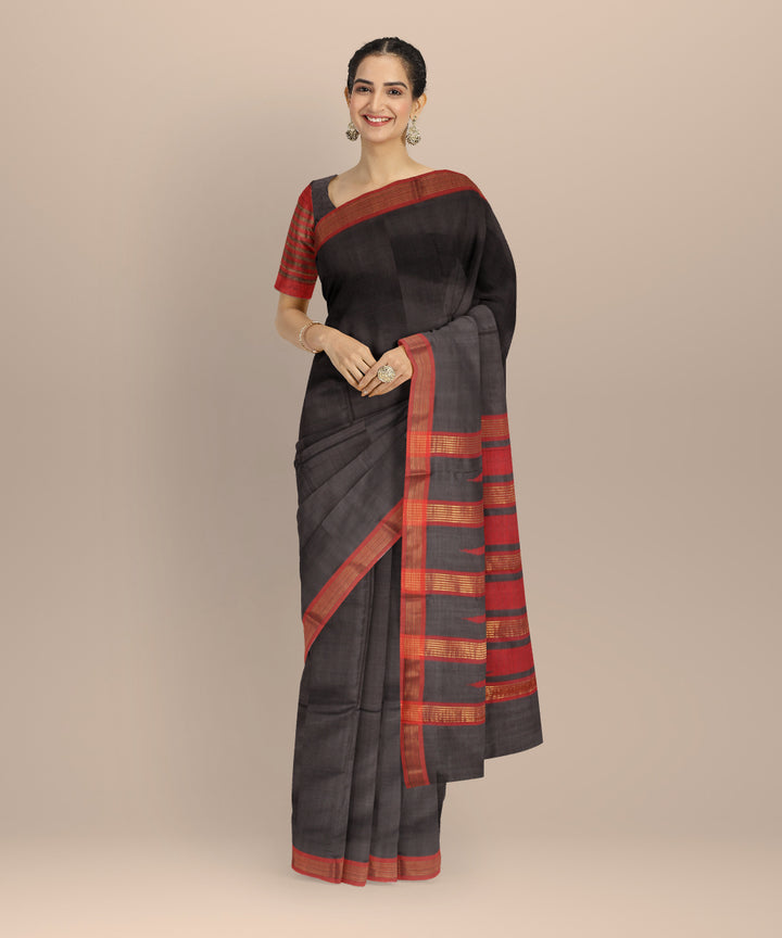 Black maroon tussar silk chhattisgarh handloom saree