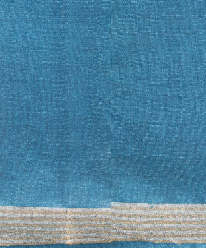 Navy blue gold silver zari tussar silk chhattisgarh handloom saree