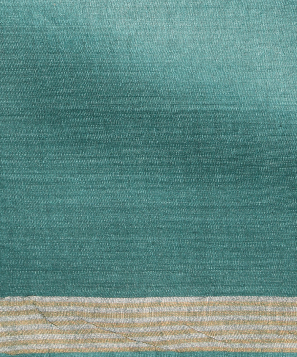 Sky blue gold silver zari tussar silk chhattisgarh handloom saree