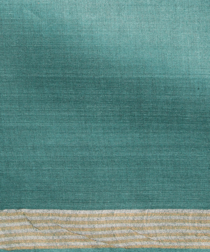 Sky blue gold silver zari tussar silk chhattisgarh handloom saree