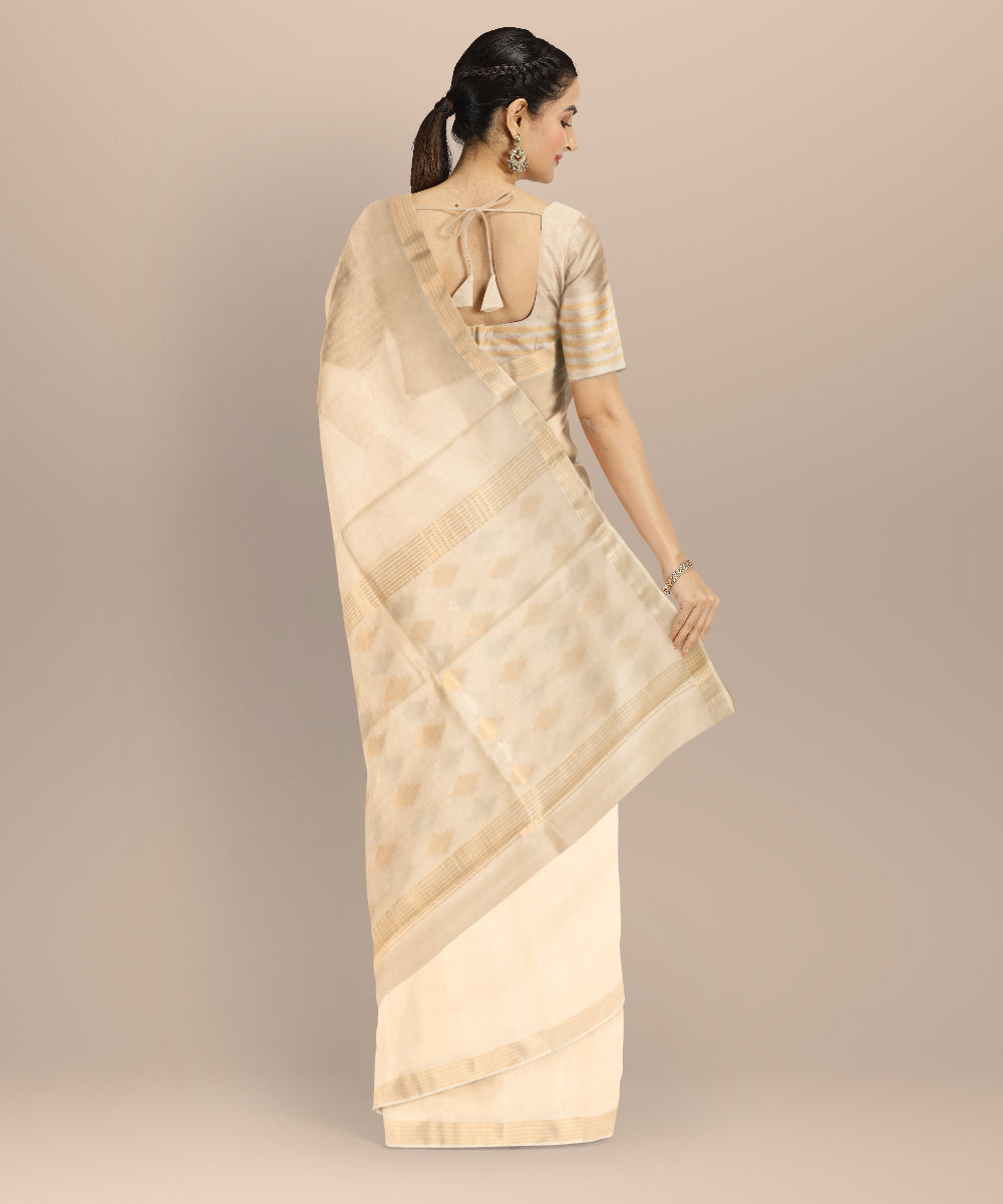 Beige tussar silk chhattisgarh handloom saree