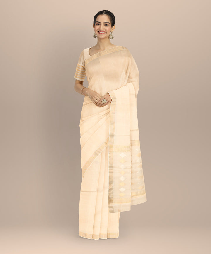 Beige tussar silk chhattisgarh handloom saree