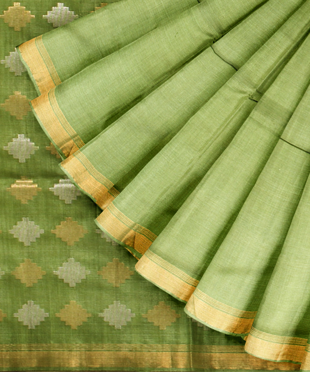 Light green yellow tussar silk chhattisgarh handloom saree