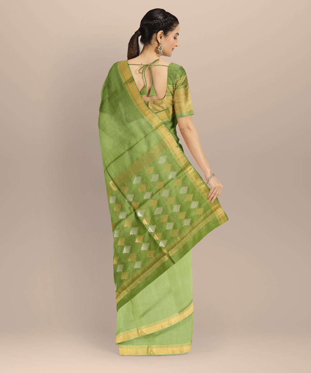Light green yellow tussar silk chhattisgarh handloom saree