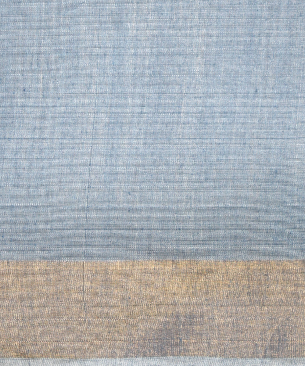 Beige blue gold zari tussar silk chhattisgarh handloom saree