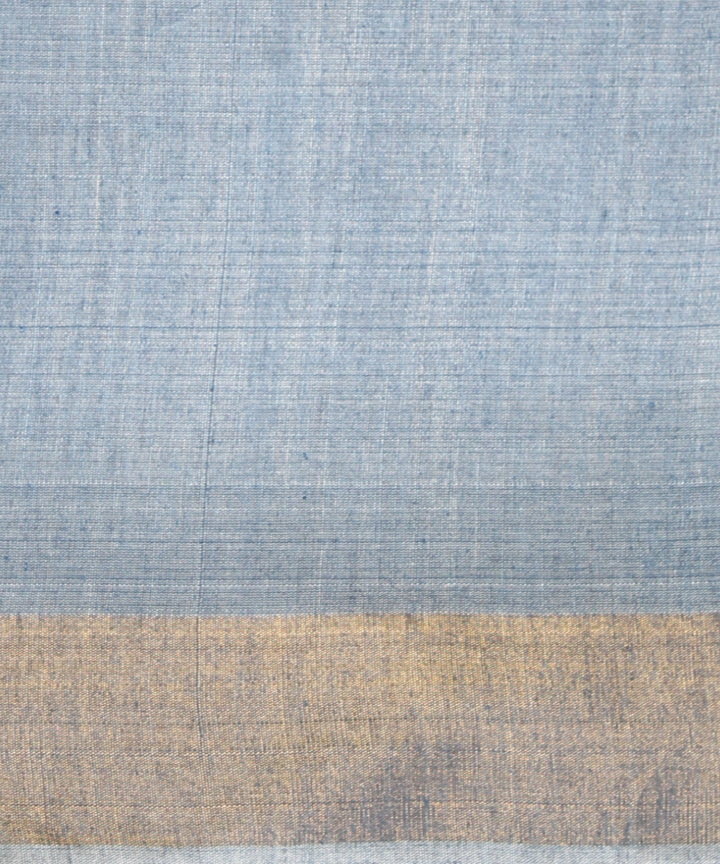 Beige blue gold zari tussar silk chhattisgarh handloom saree