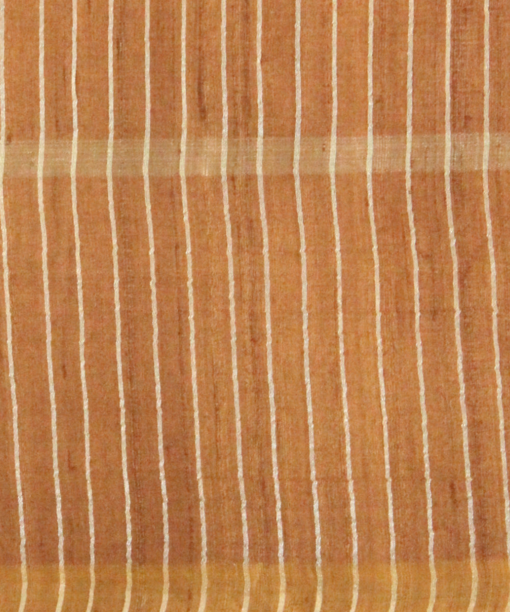 Brown silver tussar silk chhattisgarh handloom saree