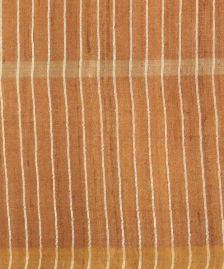 Brown silver tussar silk chhattisgarh handloom saree