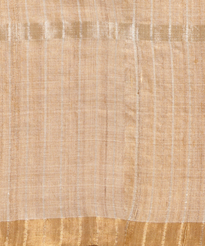 Beige light yellow tussar silk chhattisgarh handloom saree