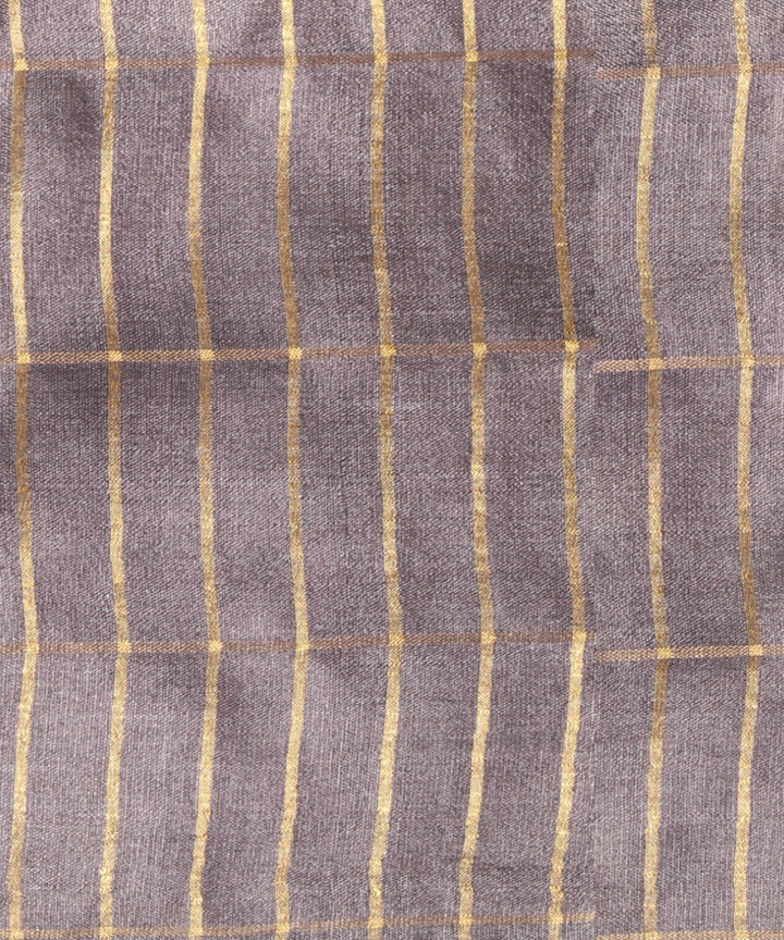 Grey gold zari stripe tussar silk chhattisgarh handloom saree