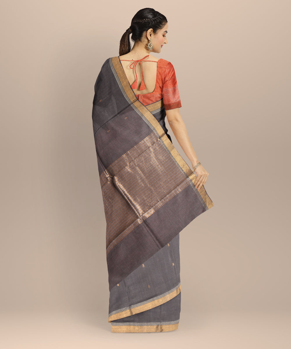 Black gold zari chhattisgarh tussar silk handloom saree