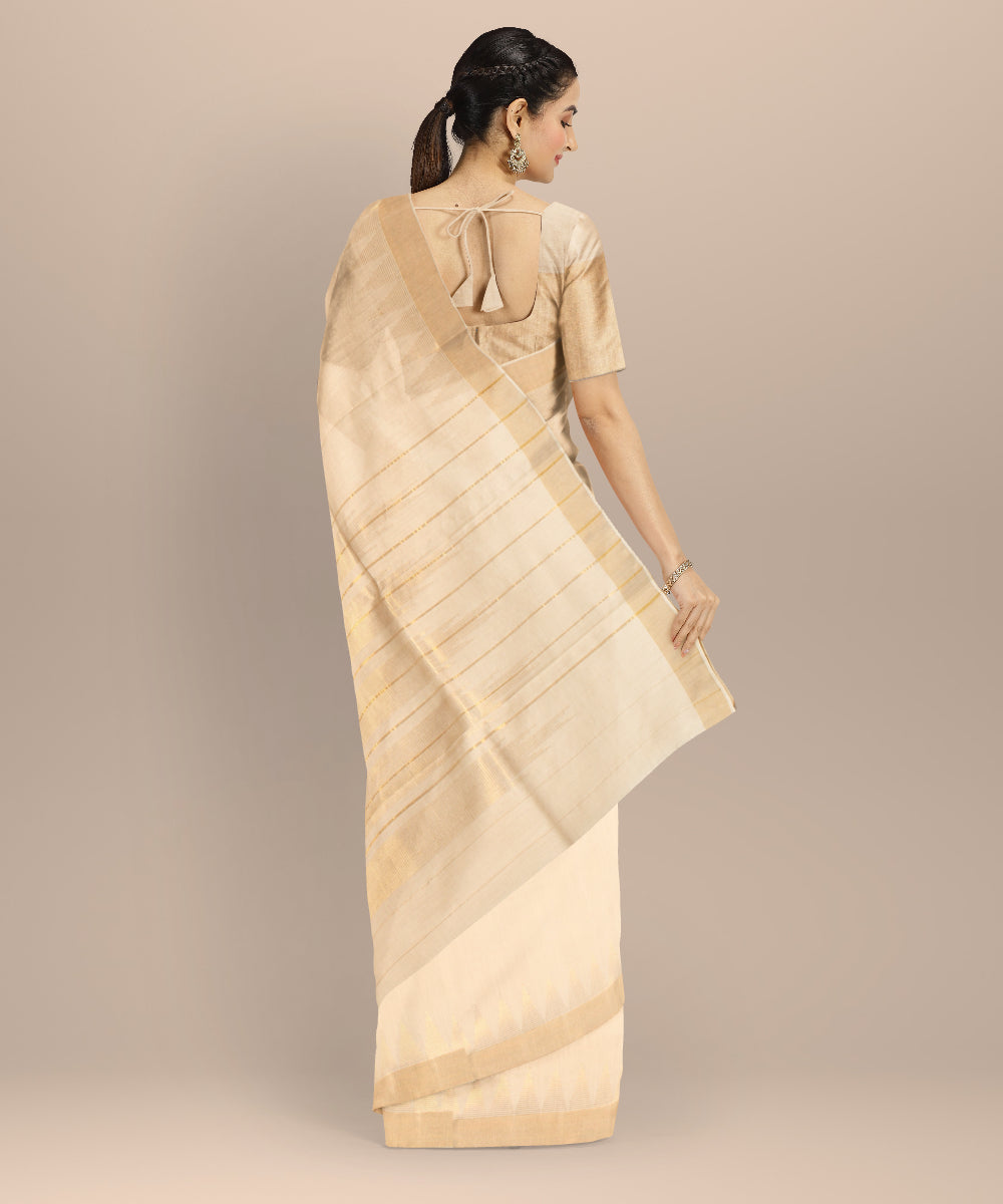 Beige brown chhattisgarh tussar silk handloom saree