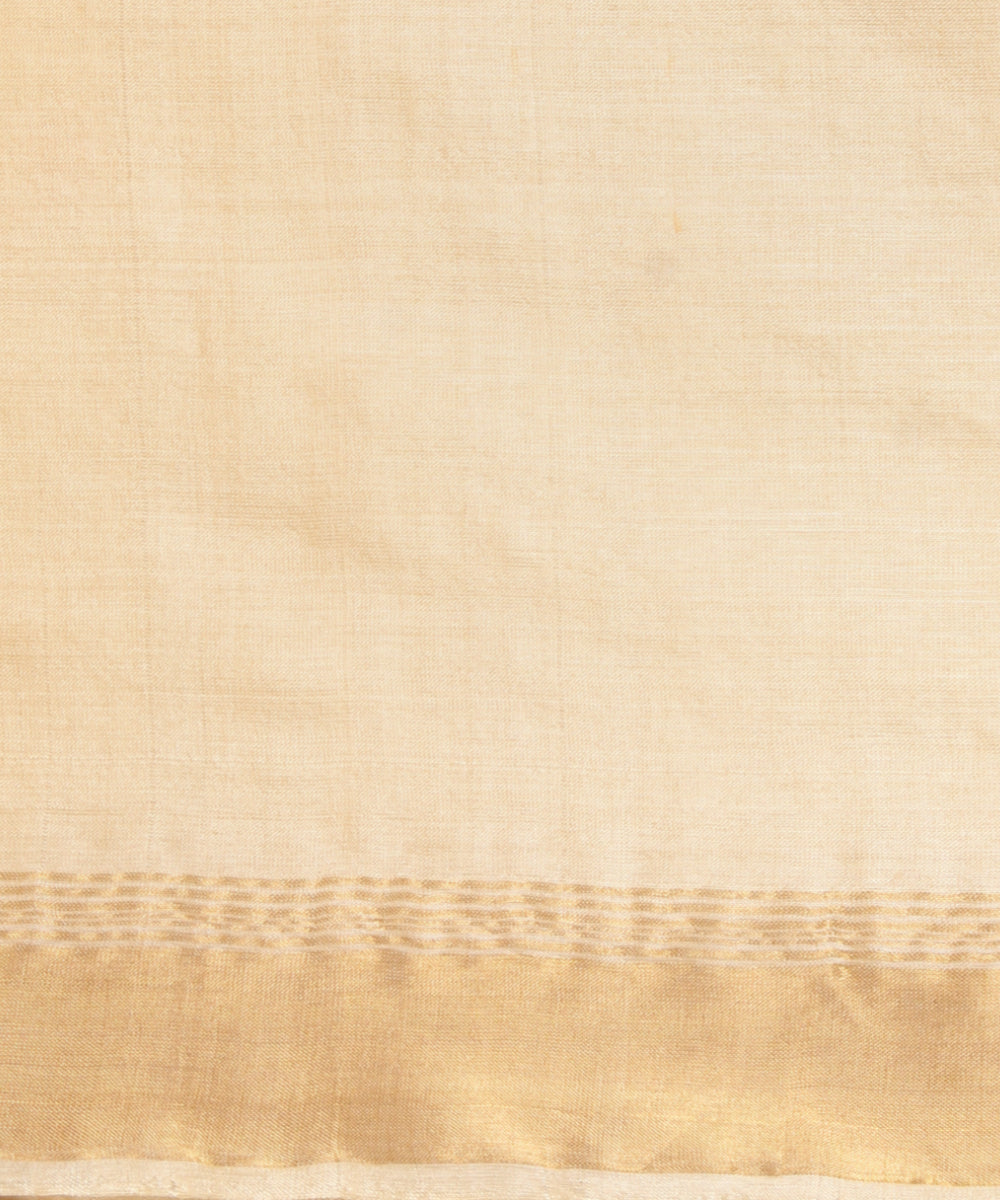 Beige gold zari tussar silk chhattisgarh handloom saree