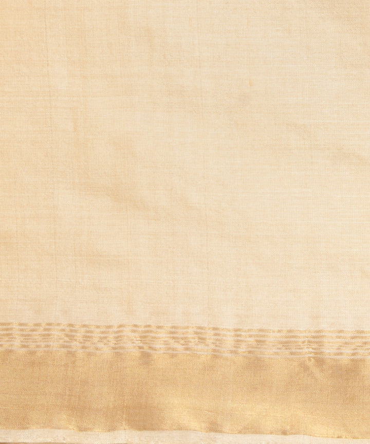 Beige gold zari tussar silk chhattisgarh handloom saree