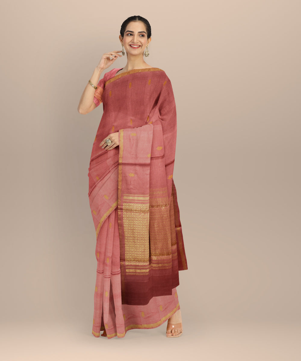 Pink thread work tussar silk chhattisgarh handloom saree