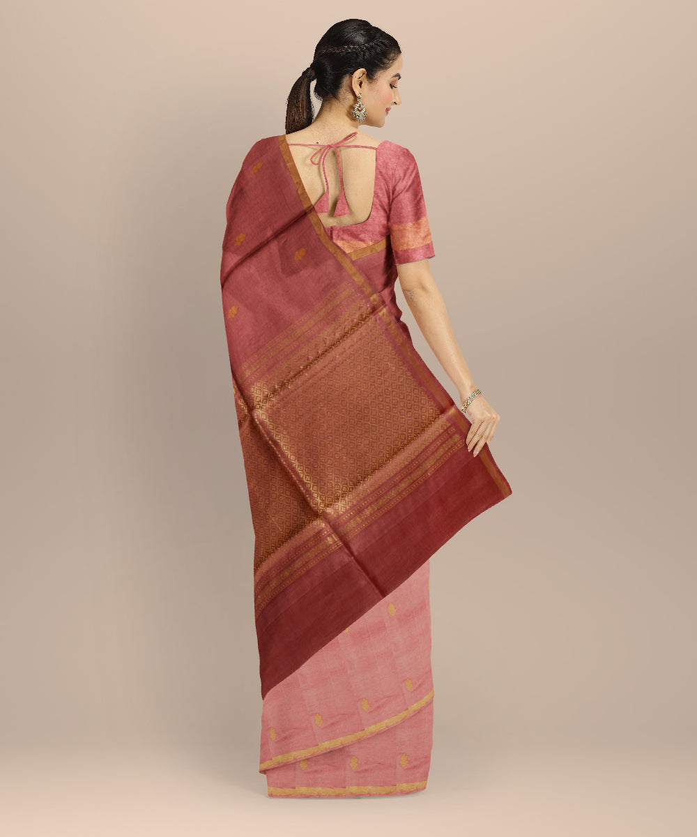 Pink thread work tussar silk chhattisgarh handloom saree