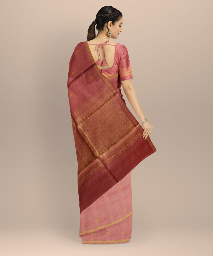 Pink thread work tussar silk chhattisgarh handloom saree
