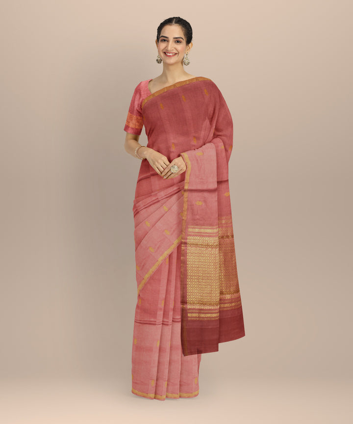 Pink thread work tussar silk chhattisgarh handloom saree