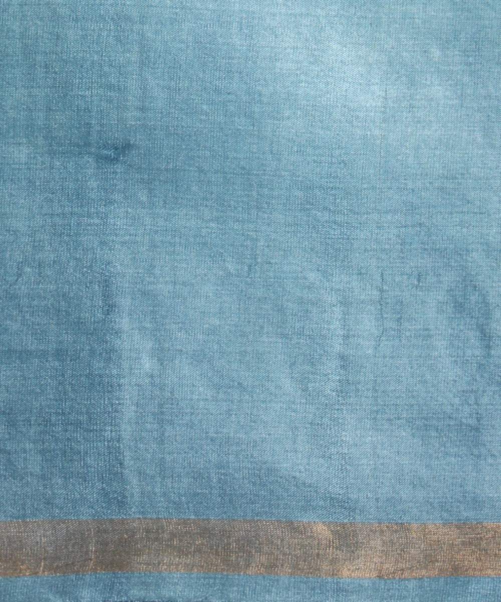Sky blue thread work tussar silk chhattisgarh handloom saree