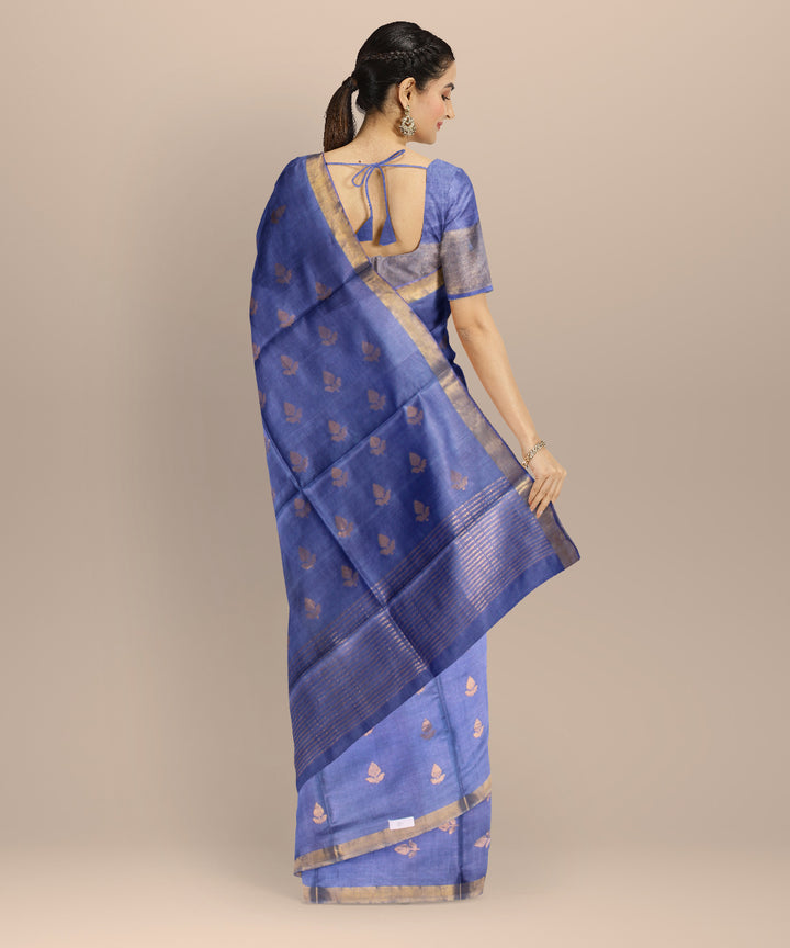 Navy blue golden zari tussar silk chhattisgarh handloom saree