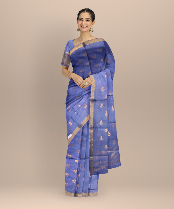 Navy blue golden zari tussar silk chhattisgarh handloom saree