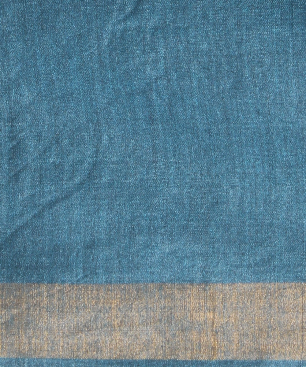 Navy blue gold zari tussar silk chhattisgarh handloom saree