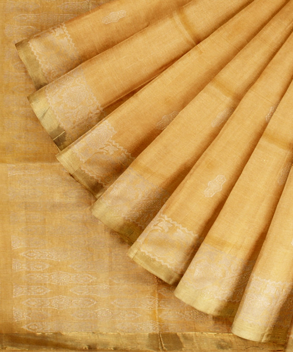 Light yellow tussar silk chhattisgarh handloom saree