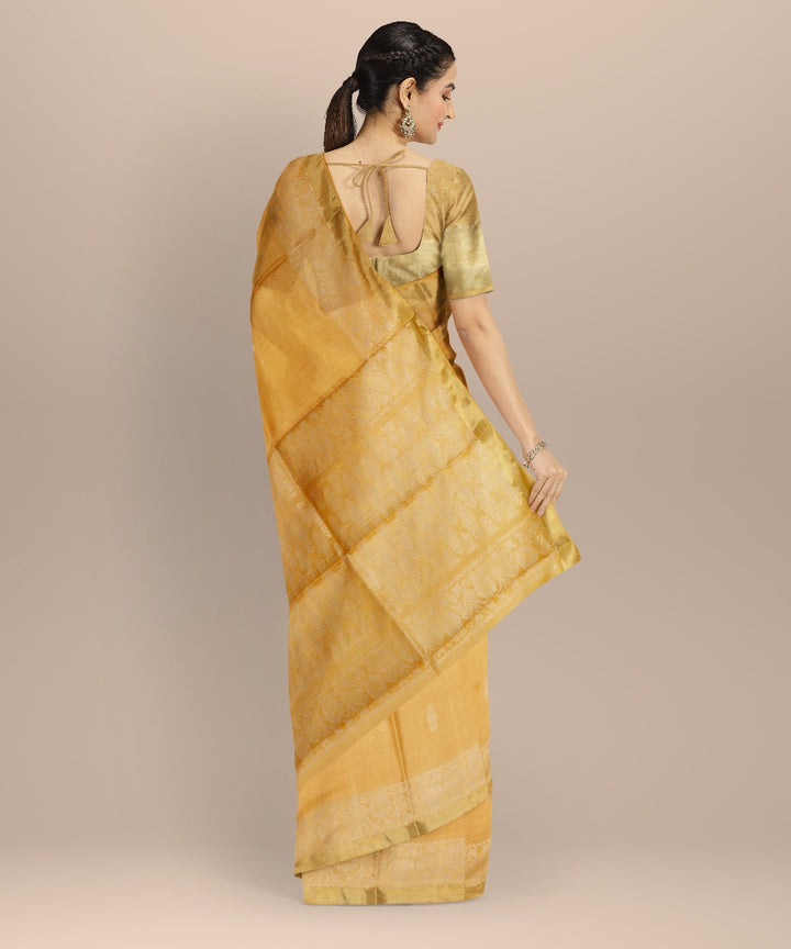 Light yellow tussar silk chhattisgarh handloom saree