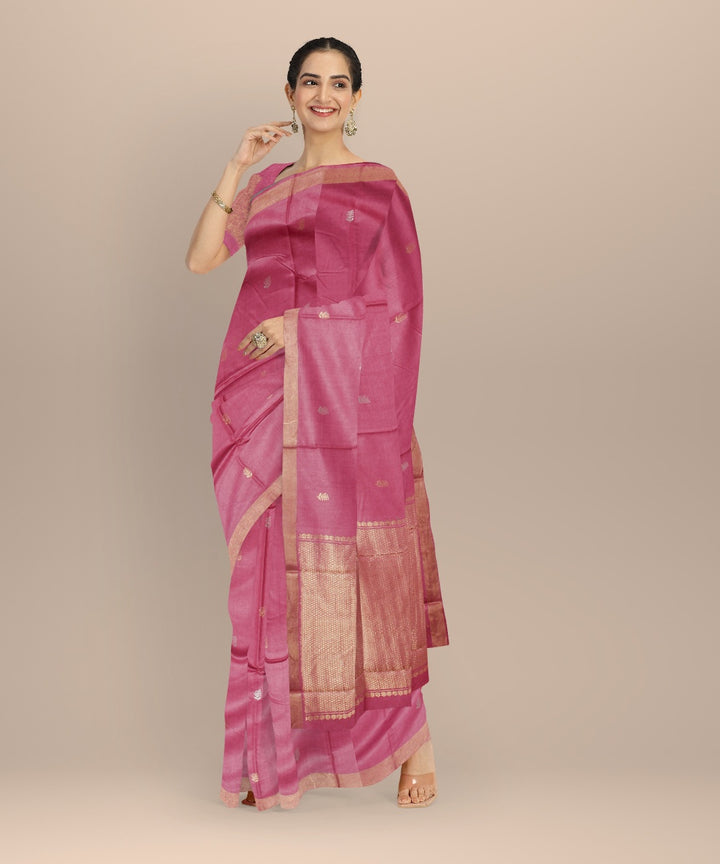 Pink handloom tussar silk chhattisgarh saree