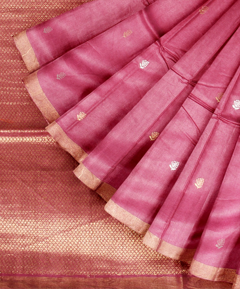 Pink handloom tussar silk chhattisgarh saree