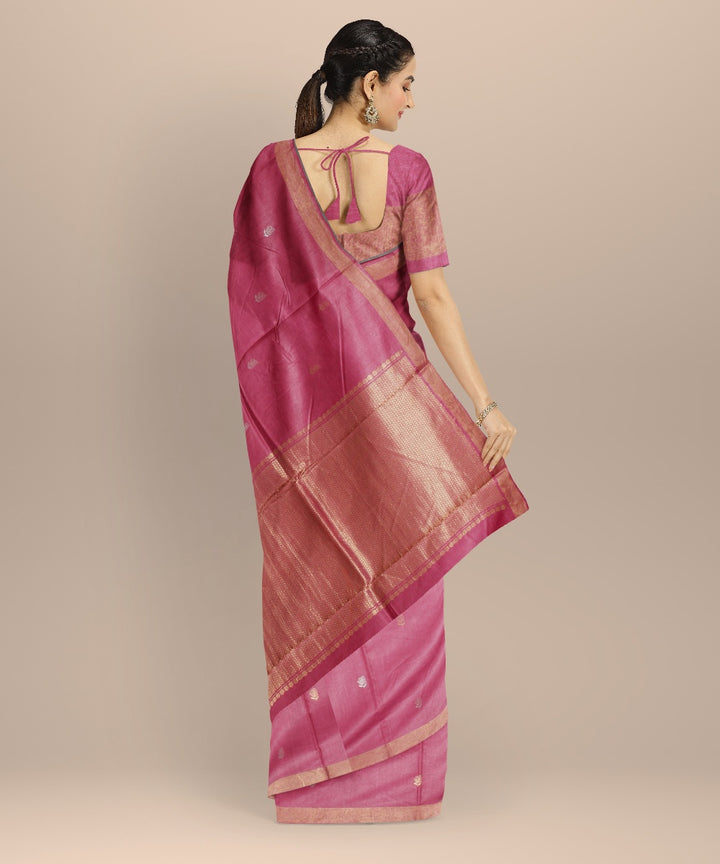 Pink handloom tussar silk chhattisgarh saree