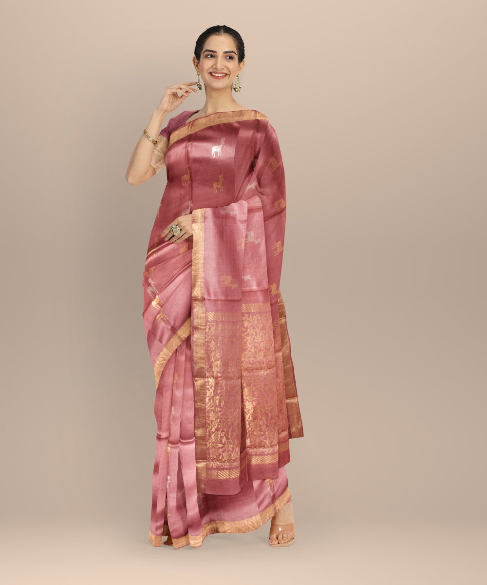 Pink shade tussar silk chhattisgarh handloom saree