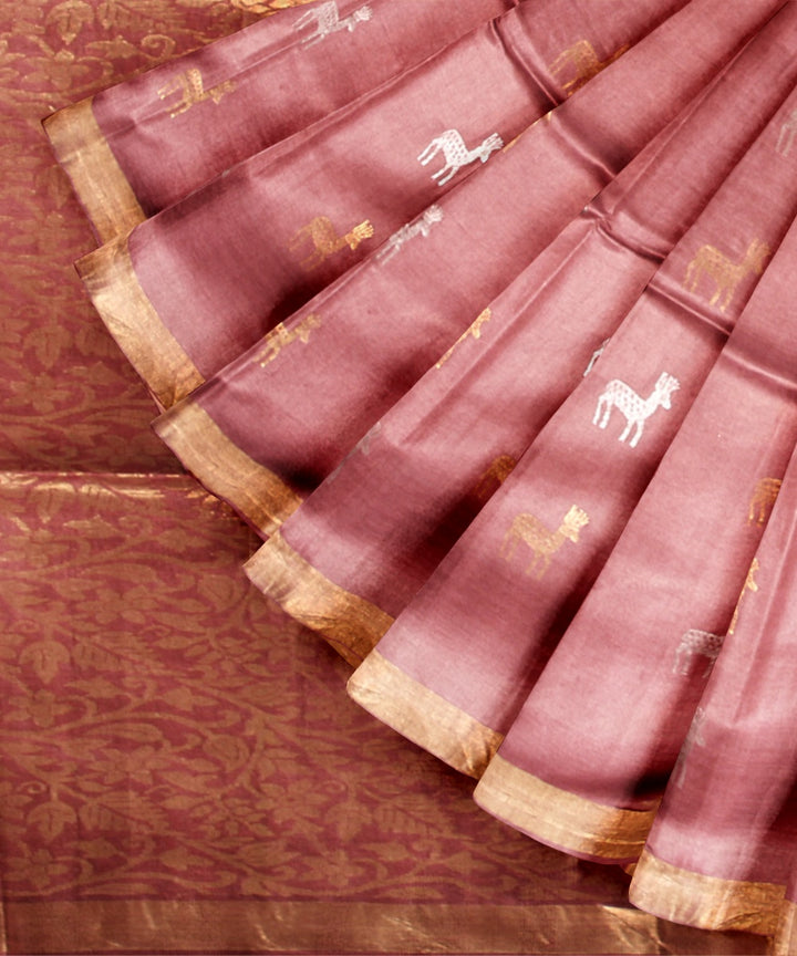 Pink shade tussar silk chhattisgarh handloom saree