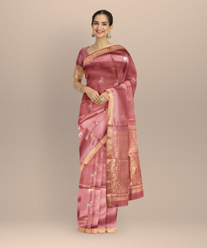 Pink shade tussar silk chhattisgarh handloom saree