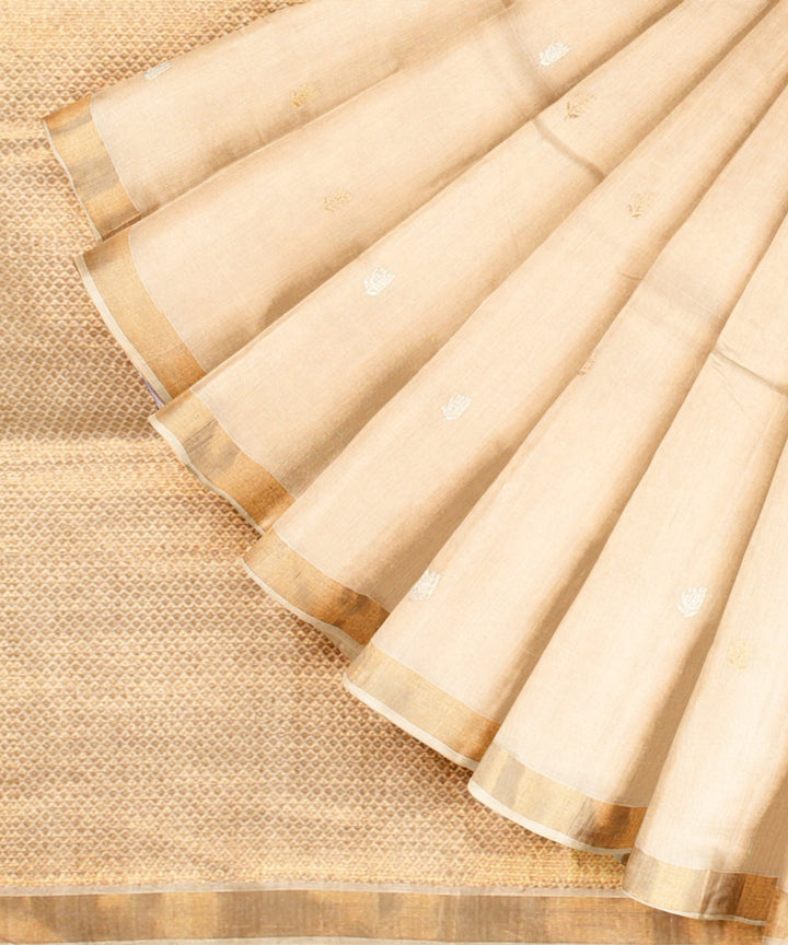 Beige brown tussar silk chhattisgarh handloom saree