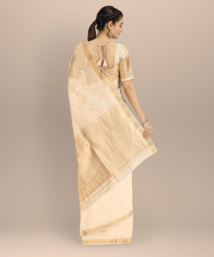 Beige brown tussar silk chhattisgarh handloom saree