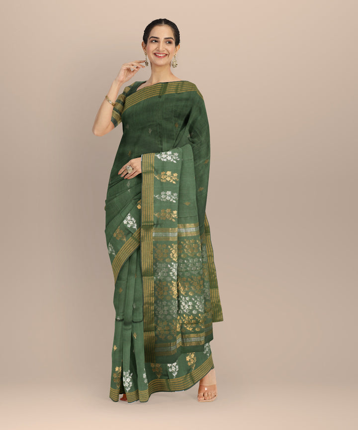 Dark green handloom tussar silk chhattisgarh saree