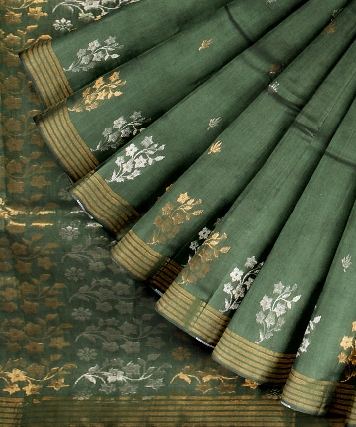Dark green handloom tussar silk chhattisgarh saree