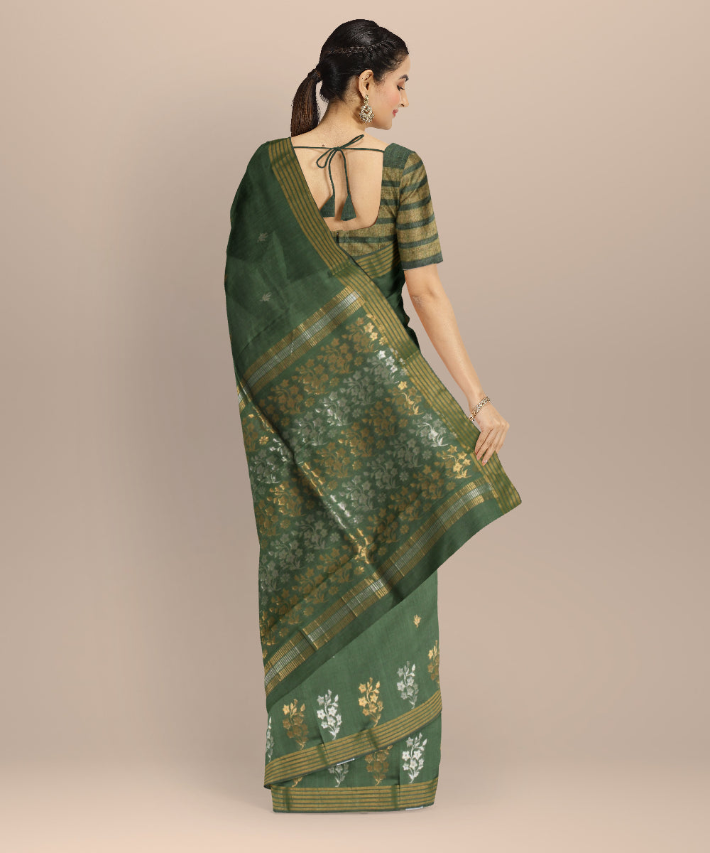 Dark green handloom tussar silk chhattisgarh saree