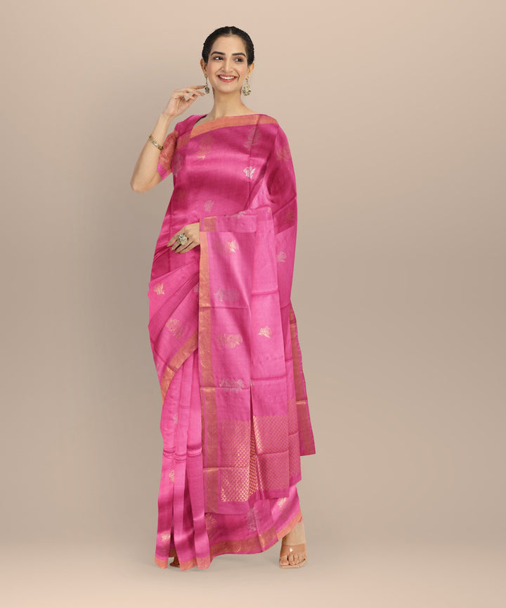 Baby pink tussar silk chhattisgarh handloom saree