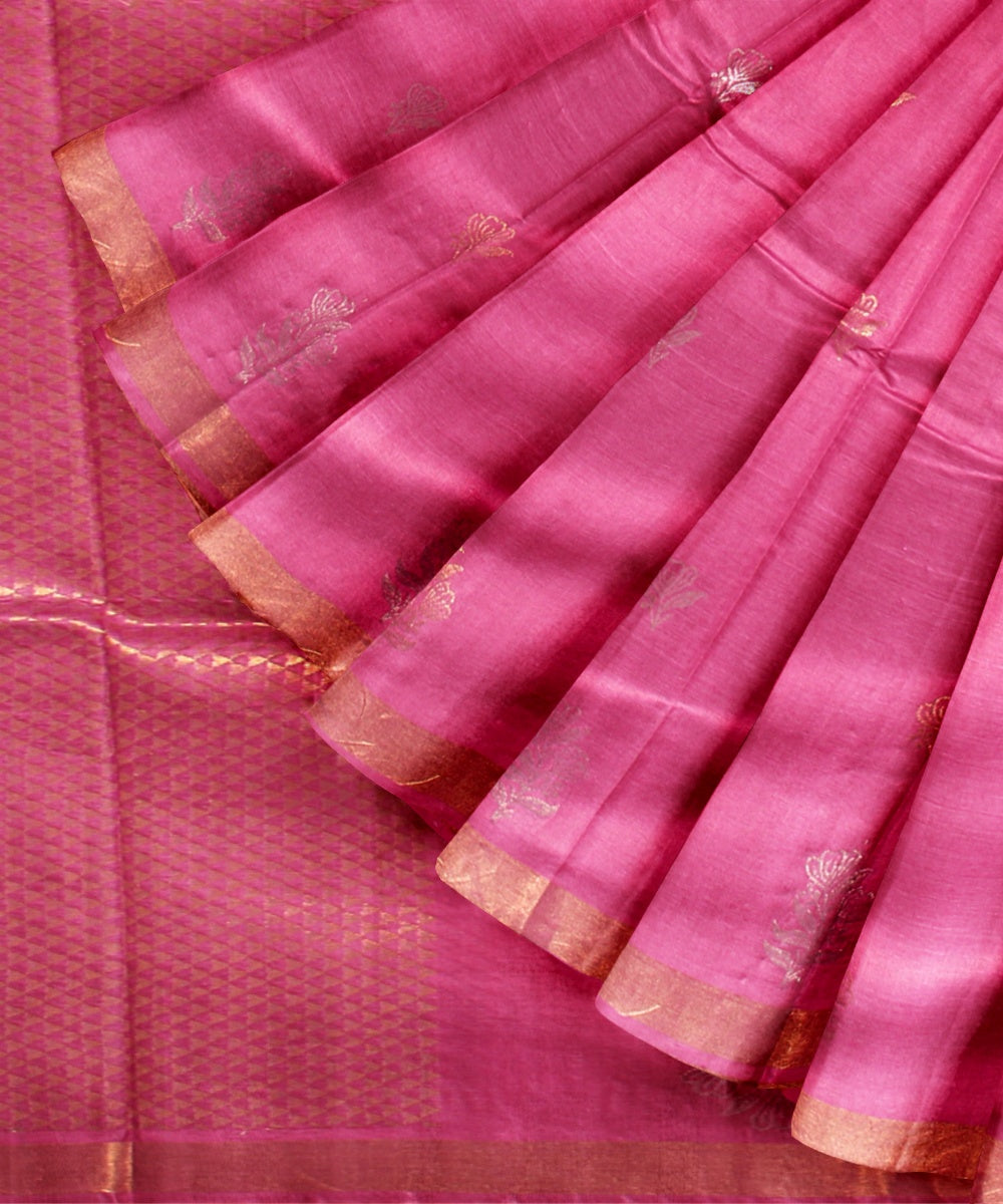 Baby pink tussar silk chhattisgarh handloom saree