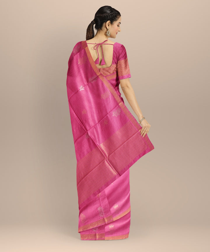Baby pink tussar silk chhattisgarh handloom saree