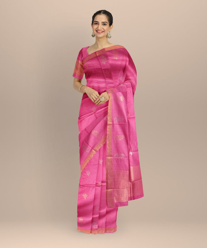 Baby pink tussar silk chhattisgarh handloom saree