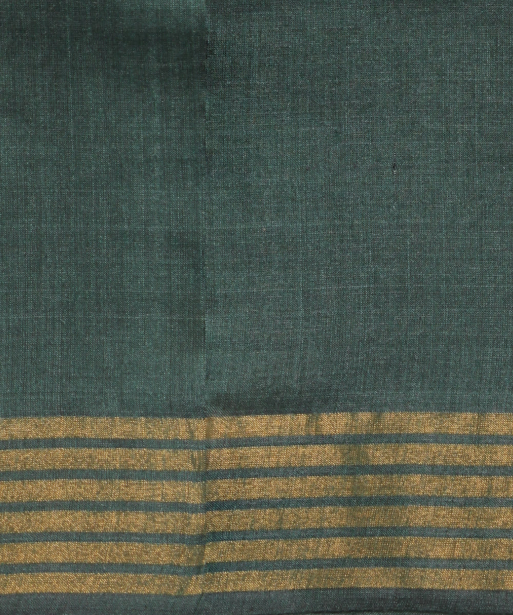 Dark green zari tussar silk chhattisgarh handloom saree