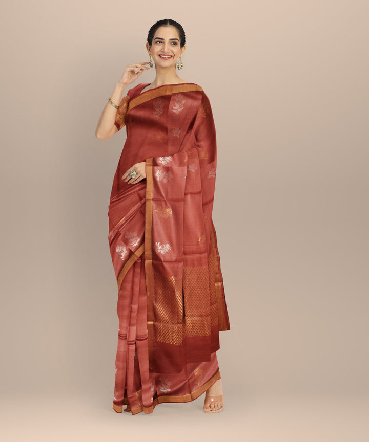 Orange tussar silk chhattisgarh handloom saree
